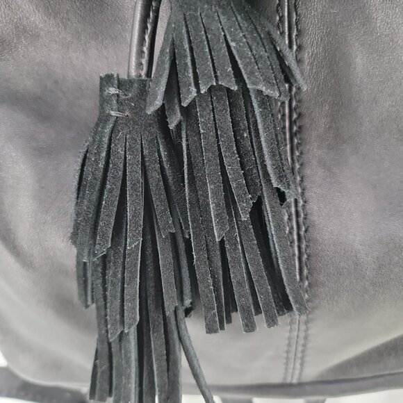Lucky Brand Black Leather Backpack | Tassel Flap | Casual Boho Daypack main image 10